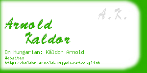arnold kaldor business card